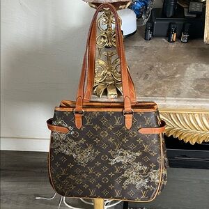 Louis Vuitton Limited Edition Gold Dentelle Monogram Batignolles Horizontal Bag